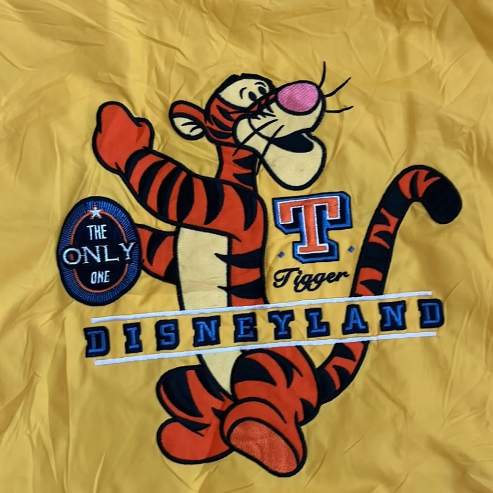 Vtg Walt Disney World Tigger Rain Coat Jacket Yellow Gray‎ Lined Men's Size M